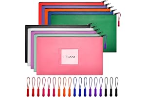 ROOKEA 10 Pcs Money Bags With Zipper Money Pouch Bag Wallet Pouches with Label 11x6.1inch Bank Deposit Bags Leather Cash Coin Zipper Bags Checks Bag Organizer Receipt Holder Makeup Bags for Women Men