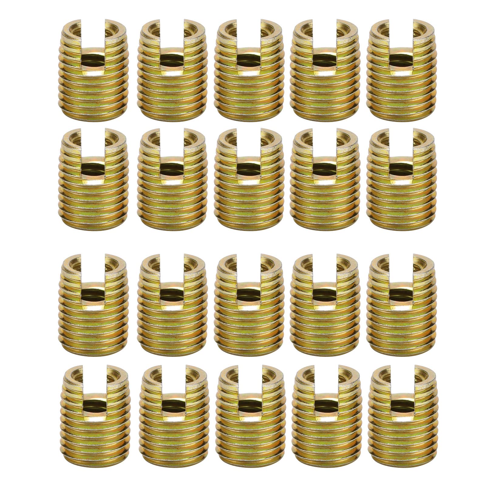 20pcs Self-Tapping Threaded Inserts for Thread Repair Carbon Steel Galvanized Screw Bushings with Slotted Head, Helical Repair Inserts for Metal and Wood