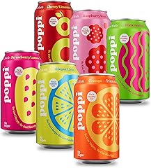POPPI Sparkling Prebiotic Soda w/Gut Health, Beverages w/Apple Cider Vinegar, Seltzer Water & Fruit Juice, Low Calorie & Low 