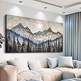 PHAOHUAXM Large Canvas Wall Art For Bedroom Large Wall Decor For Living Room Dining Room Modern Office Abstract Ink-Wash Landscape Mountain Wall Pictures Artworks Home Decor Ready To Hang 24"X48"