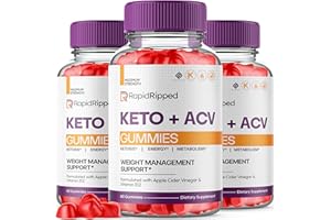 FUZE NATURALS (3 Pack) Rapid Ripped Keto ACV Gummies RapidRipped Keto, Rapid Ripped Keto Gummies + ACV 1000mg Apple Cider Vinegar Vitamin Supplement Women Men, Keto Ripped Rapid Gummies Vegan Formula (180 Gummies)