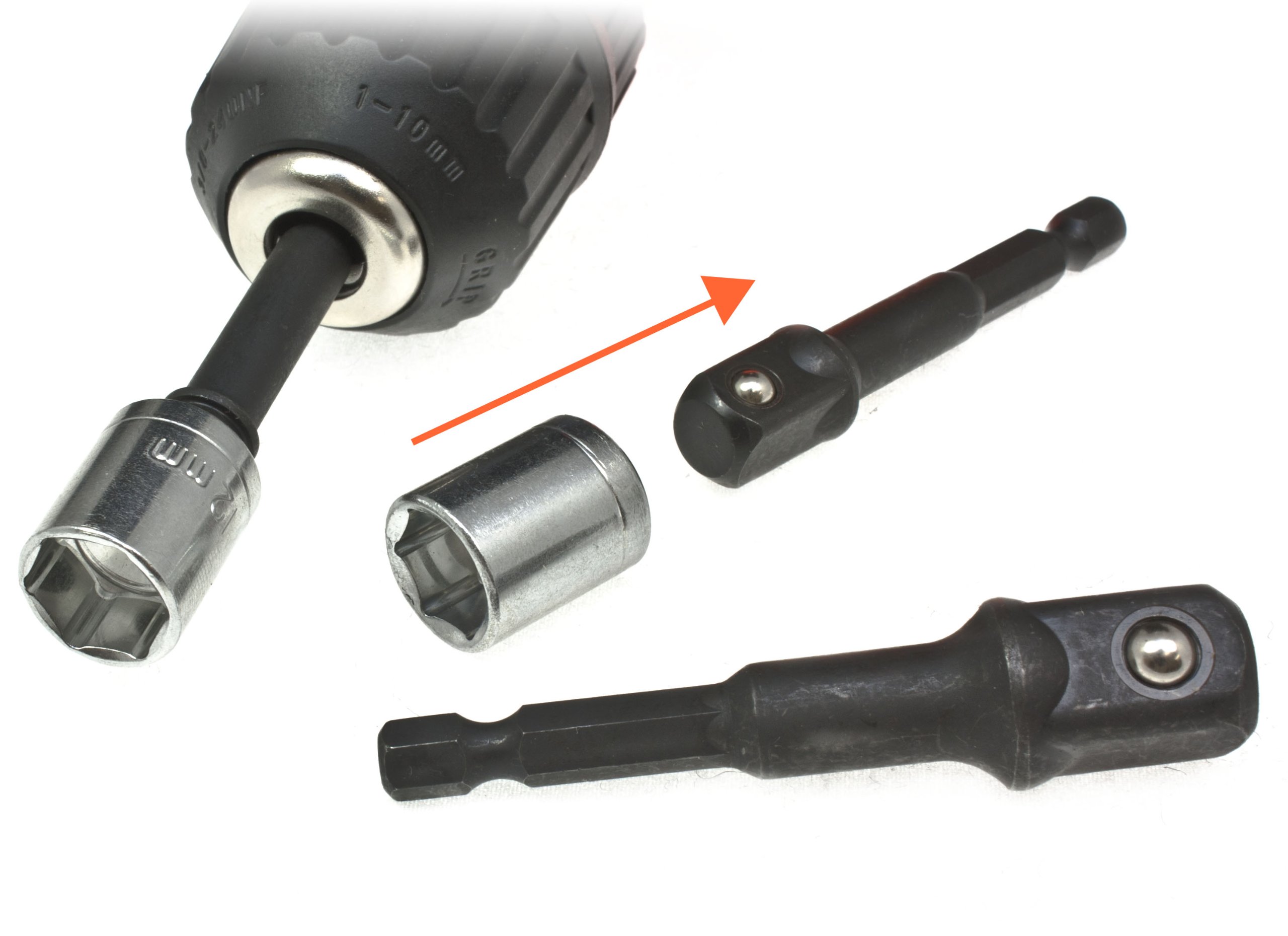 toolzone SD243 Socket Nut Driver Adaptors for Drill - Silver