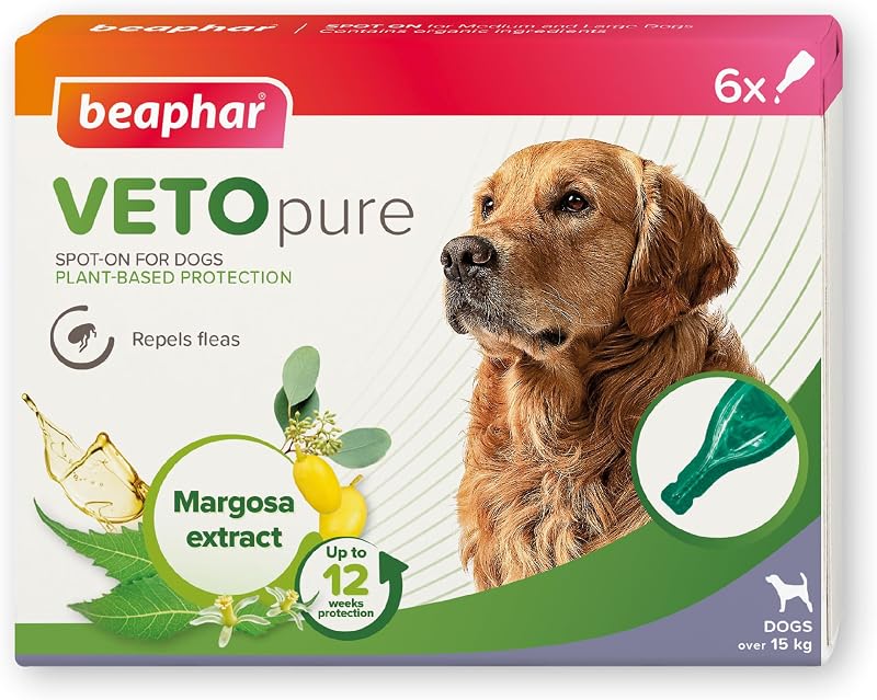 Beaphar VETOpure Flea Spot-On for Dogs over 15kg 6 Pips Pack