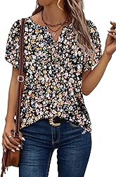 KISSMODA Women's Tunic Tops Casual V Neck Short