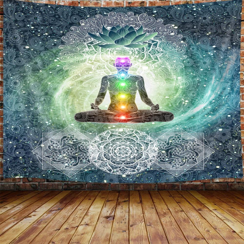 Photo 1 of Meditation Tapestry, Yoga Decor Small Tapestry Wall Hanging for Bedroom, Lotus Tapestries Poster Beach Blanket College Dorm Home (60W X 40H)