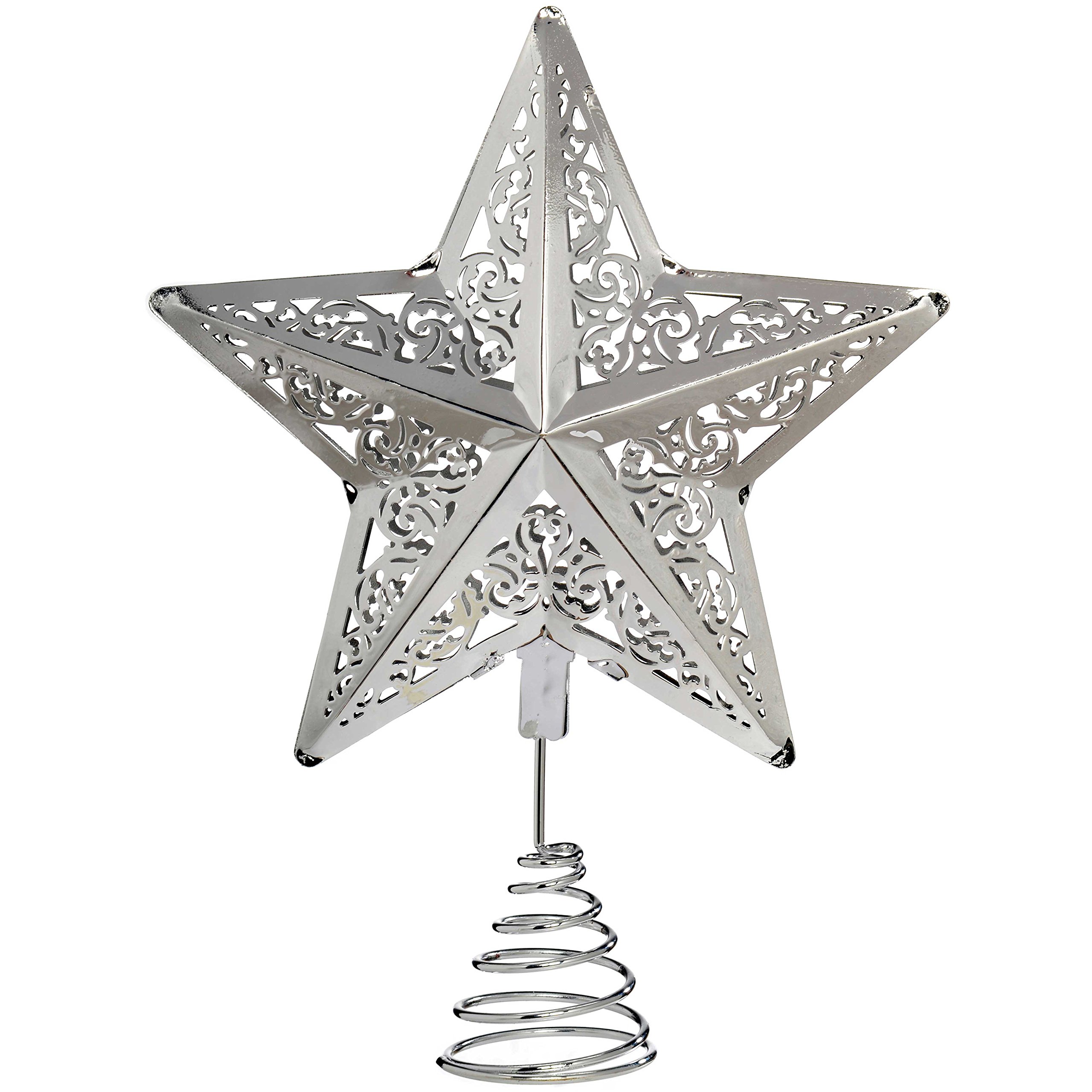 WeRChristmas Star Christmas Tree Top Decoration, 30 cm - Silver