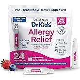 Dr. Kids Children's Allergy Relief Medicine with Diphenhydramine HCl 12.5 mg - Pre-Measured Single-Use Vials, Kids Antihistamine for Sneezing, Runny Nose & Itchy Eyes, Mixed Berry Flavor, 24 Count