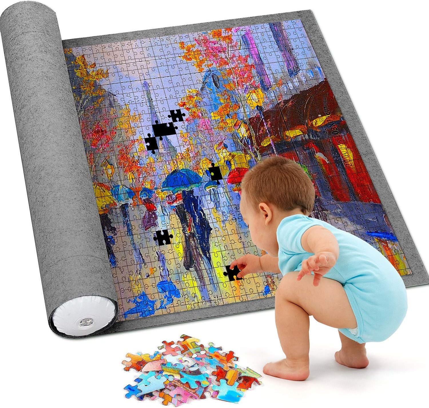 BACIVIC Puzzle Roll Up Mat Puzzle Storage Puzzle Saver, Store Jigsaw Puzzles Up to 2000 Pieces with Drawstring Storage Bag (2000 Pieces Large)