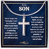 FG Mall To My Son From Mom and Dad, Mother and Son Necklace, Birthday Gift For Graduation, Christmas Faith Cross Necklace Present