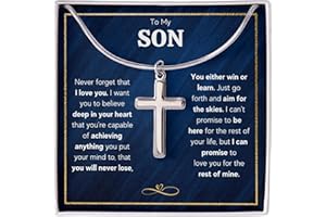 FG FAMILY GIFT MALL FG Mall To My Son From Mom and Dad, Mother and Son Necklace, Birthday Gift For Graduation, Christmas Faith Cross Necklace Present