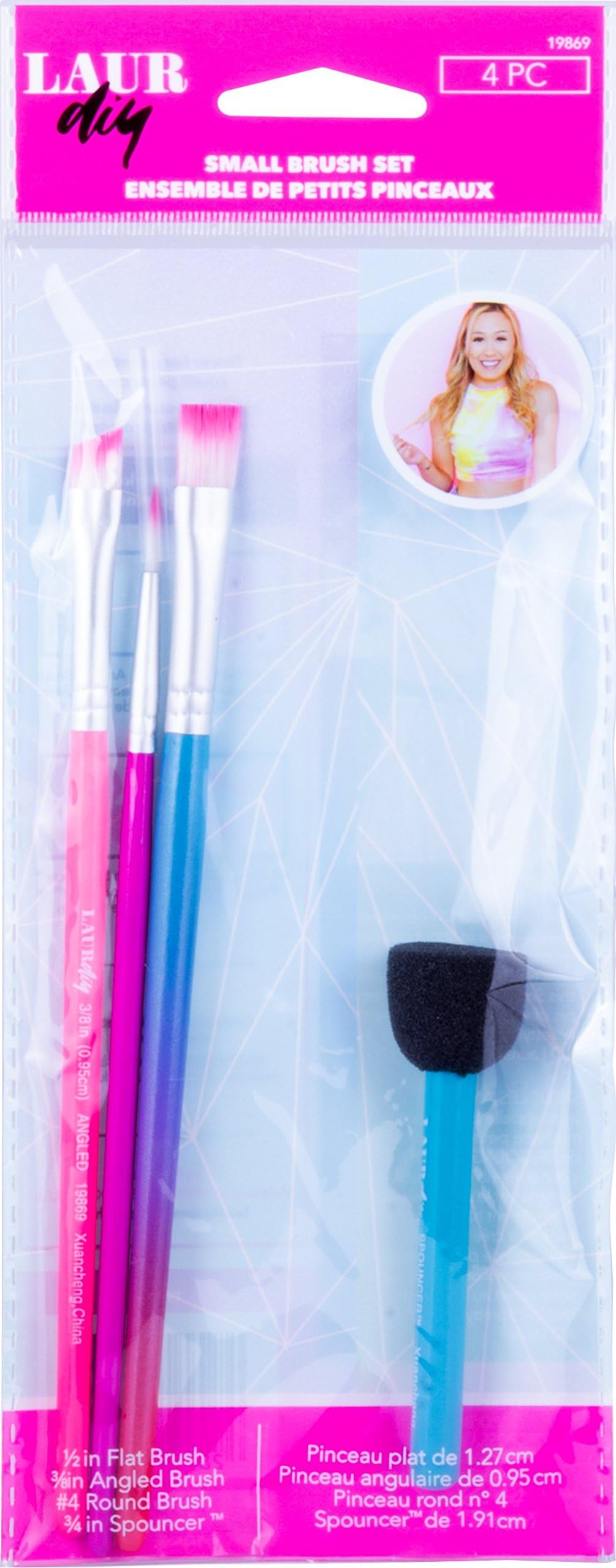 LaurDIY Tool-Small Brush Set (4 pcs), Pink 4 Count