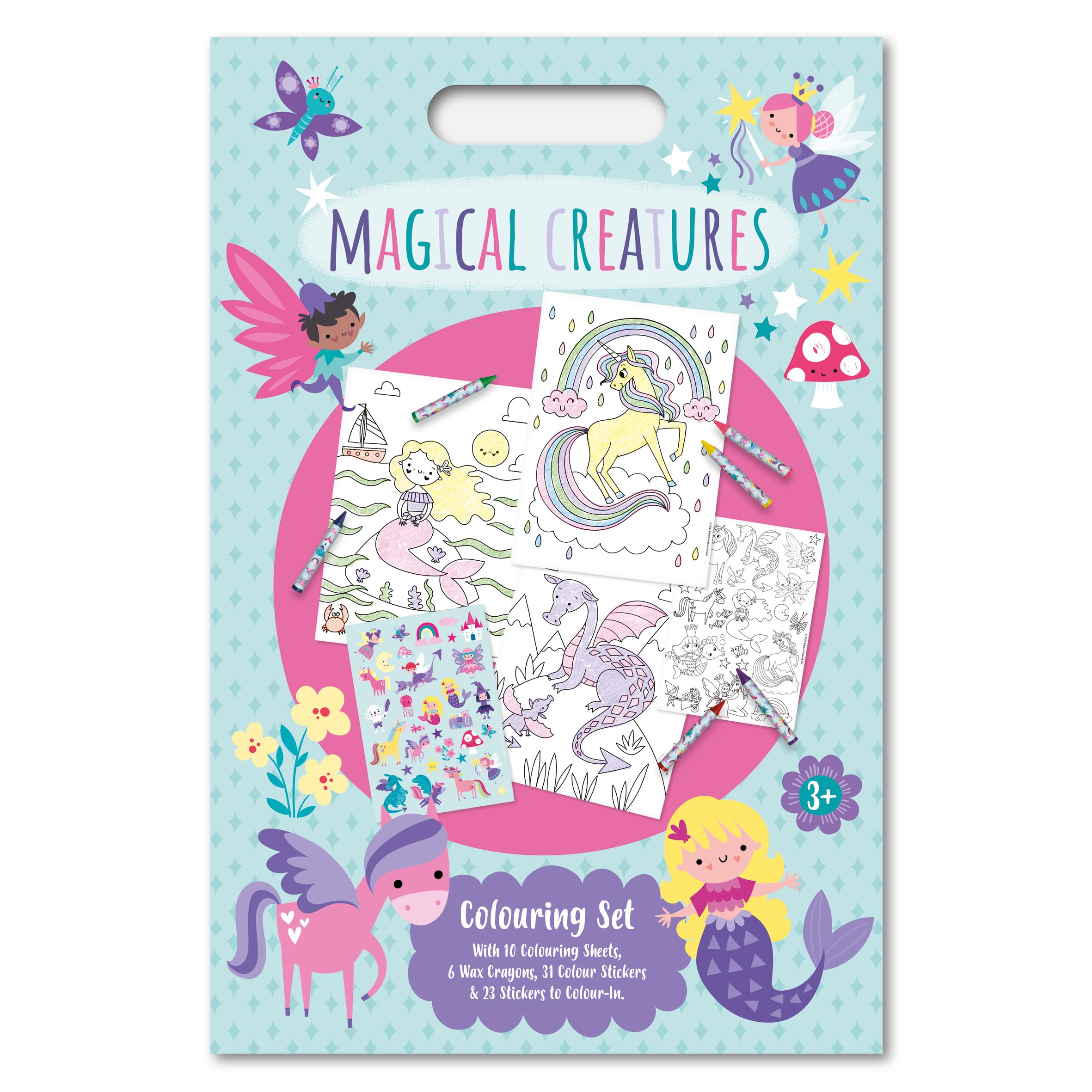 Robert Frederick Children's Colouring Set with Crayons and Stickers, Multicoloured, A4