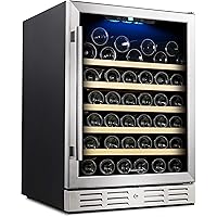 Kalamera 24'' Wine Cooler 54 Bottle Single Zone Touch Control Built-in with Tempered Glass Door and Temperature Memory…