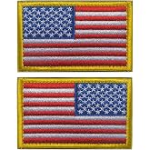 EmWoot 2PCS American Flag Patch Regular Reverse Morale Patch Hook and Loop | Embroidered,USA America,Tactical Military Patch,Versatile Tactical Attachment,3&times;2 inch,Yellow Border