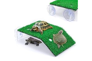 Keedolla Turtle Resting Basking Platform Simulation Grass Turtle Ramp, Lawn Tortoise Climbing Ladder Turtle Resting Terrace for Reptile Frog Terrapin - Middle
