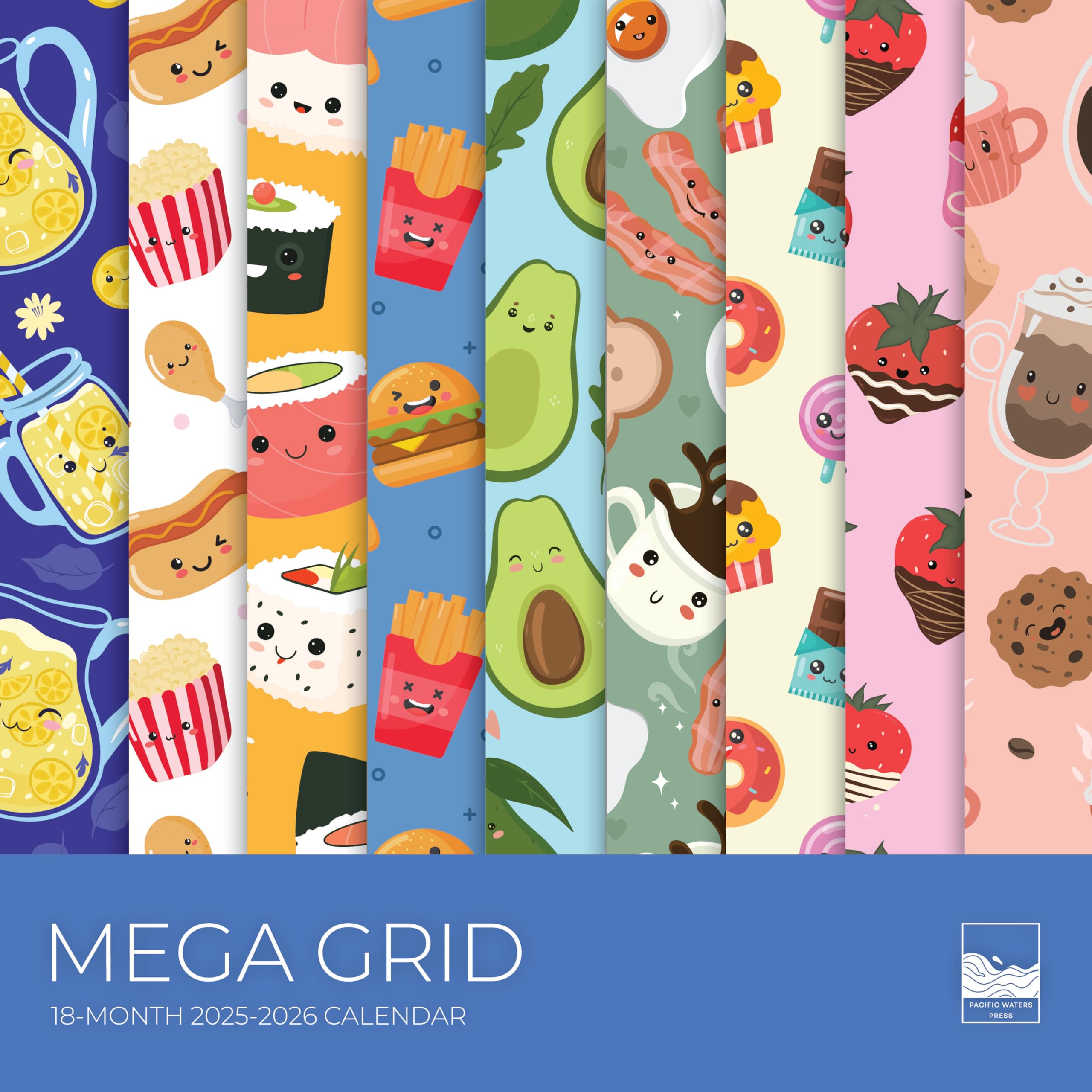 Photo 1 of 2026 Kawaii Foods Mega Wall Calendar | 12" x 24" Open | Giftable Large Grid Calendar 2026 | Thick & Sturdy Paper for Organizing & Planning | Pacific Waters Press (Kawaii Foods on Repeat)**********5