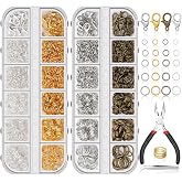 PAXCOO Jewelry Making Kit, 1260 Pcs Assorted Color Jump Rings &amp; Lobster Clasps with Tools &amp; Pliers for Necklace Repair