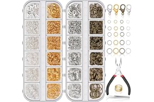 PAXCOO Jewelry Making Kit, 1260 Pcs Assorted Color Jump Rings & Lobster Clasps with Tools & Pliers for Necklace Repair