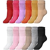 Fourluoo 12 Pairs Slouch Socks for Woman Fuzzy Warm Scrunch Boot Winter Fluffy Socks for Women Christmas Gifts