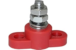 ADVANCE MCS ELECTRONICS Positive Insulated Battery Power Junction Post Block 3/8 Lug X 16 Thread (Red)
