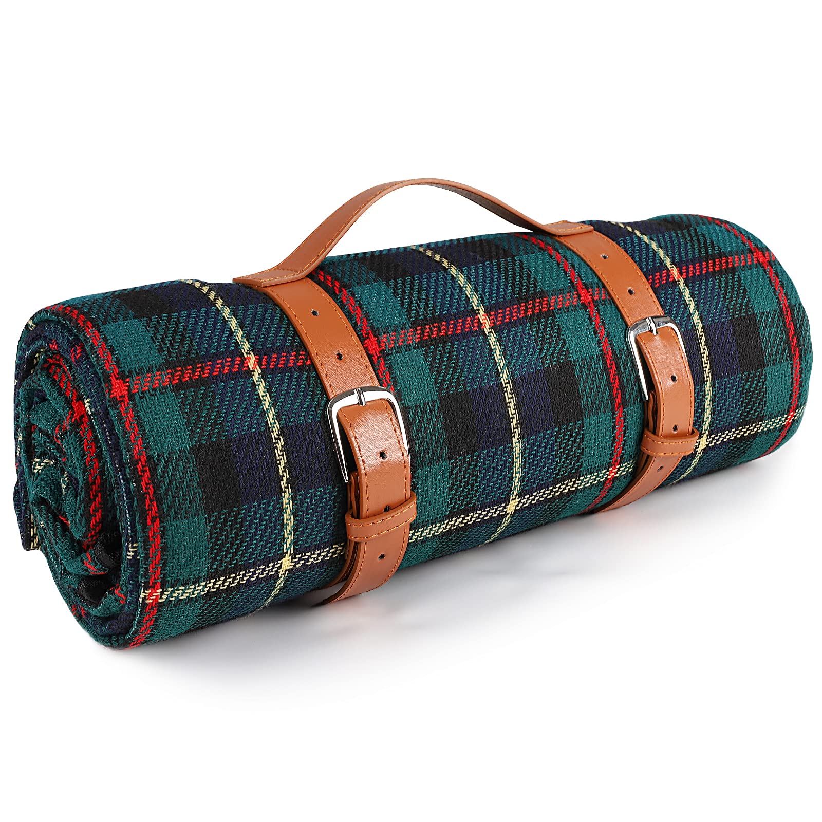 Ben & Bel Water/Sand/Dirt-resistant Picnic Blanket with PU Handle, Outdoor-Ready Dark Green Square, 150x200cm XL โ image 1