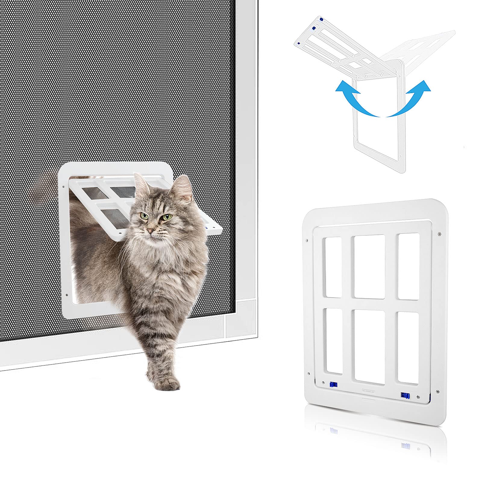 Photo 1 of PETLESO Small Pet Door for Screen & Sliding Doors - 8.3" x 10.3" Magnetic Flap Auto Closing with Lockable Insert, Ideal for Cats and Small Dogs, White