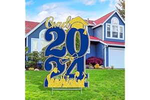 Yalikop 26"x16.5" Graduation Class of 2024 Yard Sign Large Congratulations Graduation Decoration Plastic Congrat Grad Sign with Stake Outdoor Lawn Decor for 2024 School College Party Supplies(Blue)