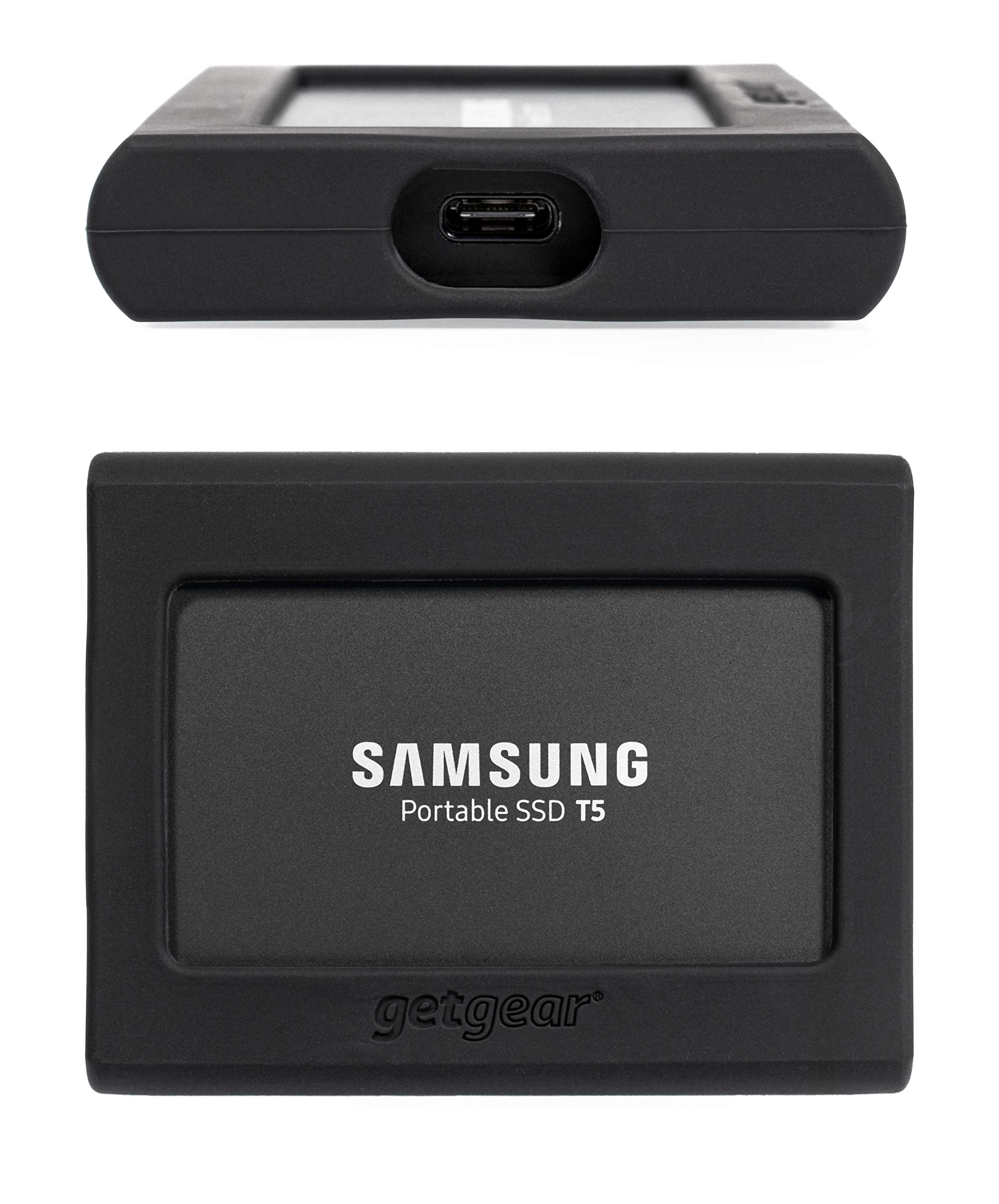 getgear Silicone Bumper for Samsung Portable SSD T5, Strong-Shock Absorbing, Slip-Resistant- Black