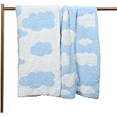 JOOJA Soft Knitted Baby Cloud Blanket Cozy Swaddling Receiving Blanket for Newborn Nursery Toddler Infants Kids30x40 Inch Blue Cloud