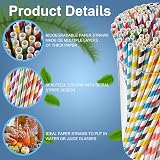 Drive Pro 1000Pcs Multicolor Striped Paper Straws Biodegradable 7.87in view 3