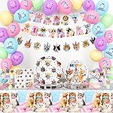 Fiesec Cat Birthday Party Supplies Serves 24 Guests, Kitten Birthday Party Decorations, Cat Party Balloon Banner Tablecloth Cake Toppers Tableware Plates Napkins for Cat Themed Birthday Party Supplies
