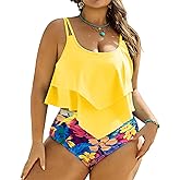 Arolina Tankini Swimsuits for Women Plus Size High Waisted Bikini Sets Tummy Control Bathing Suits (S-24W