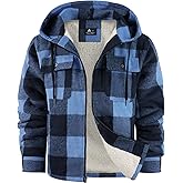 SCODI Men's Flannel Shirt Jacket Fleece Sherpa Lined Plaid Jackets Coat Full Zip Up Hoodie Winter Outwear