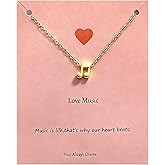 Heart Music Note Necklace for Women Valentines Day Gifts for Her Dainty Charm Necklace Treble Clef Necklaces Teacher Gifts for Musics Lovers Producer