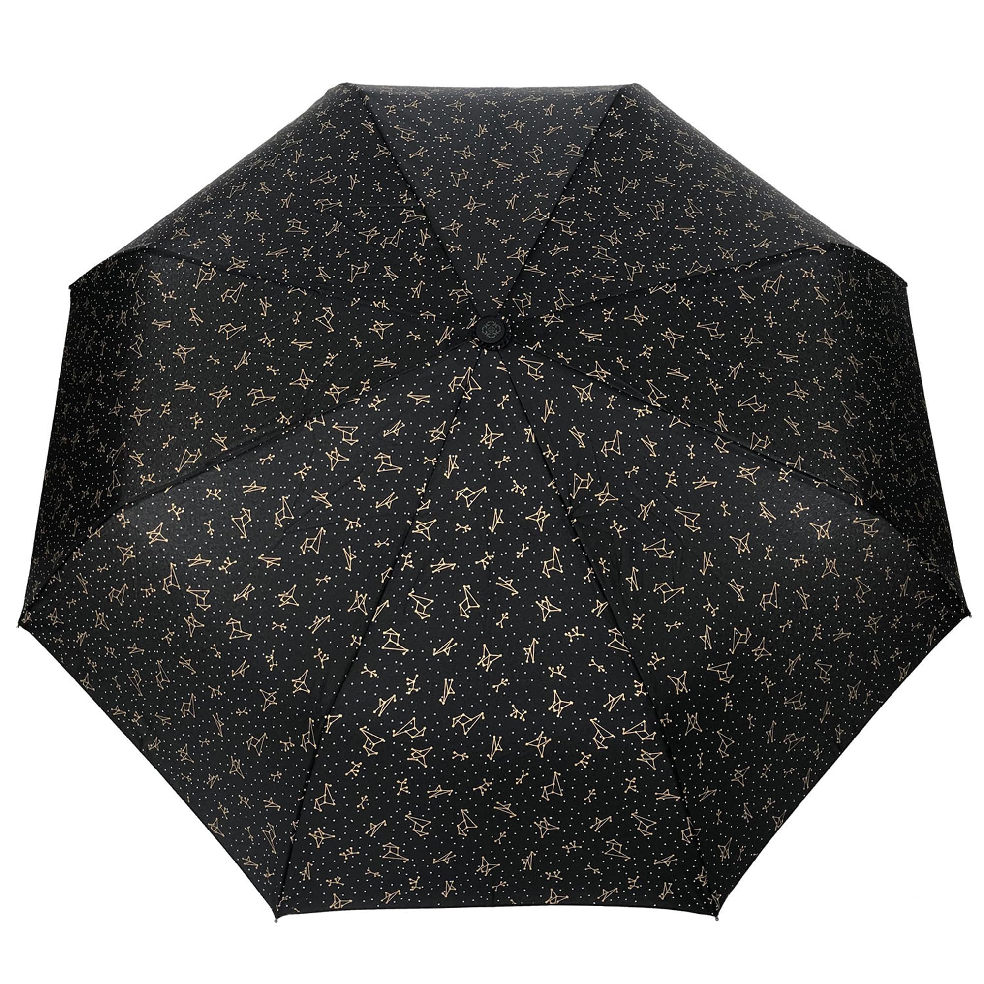 SMATI Compact Folding Umbrella - automatic opening and closing; 8 fiberglass ribs; Windproof; Robust; Diameter=96cm; great classic; Protective cover; Woman’s umbrella; GOLDEN CONSTELLATION