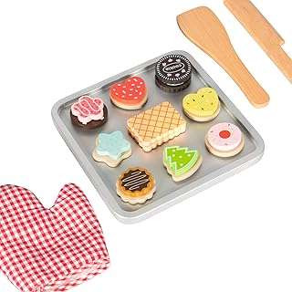 Kledio 4250772366774 Kinder Keks Backset aus Holz FSC 100%, ideale Ergänzung für jede Spielzeug Küche, mehrfarbig