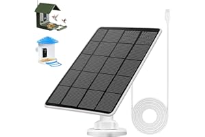 HHUIYU Solar Panel for Bird Feeder, Continuously 3W Power Supply for Your Bird Feeder Camera, Type-C Plug, White