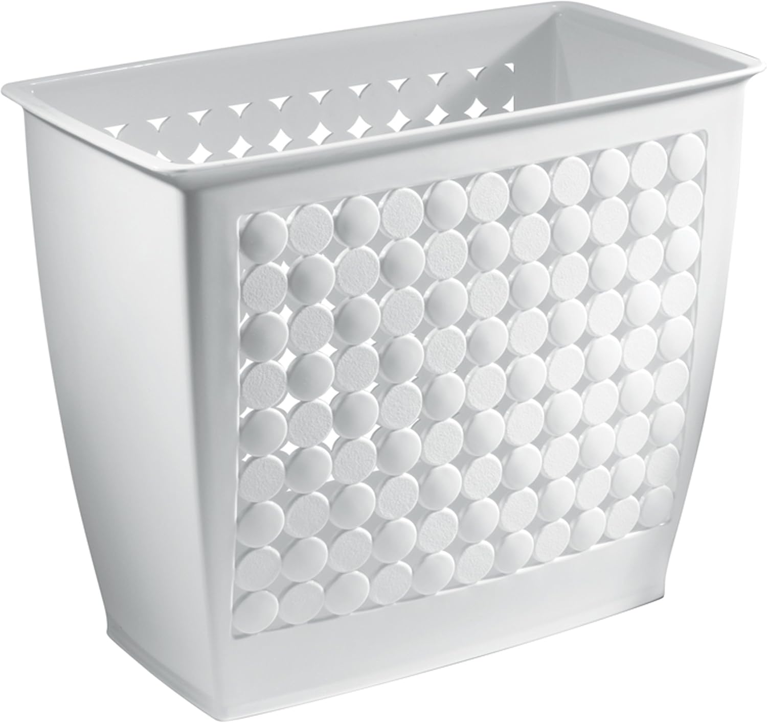 iDesign Orbz Plastic Wastebasket, Trash Can for Bathroom, Bedroom, Kitchen, Home Office, Dorm, College, 6.75" x 11.75" x 10" - White