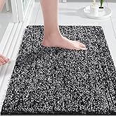 Yimobra Bathroom Rugs Non Slip Washable Ultra Soft Absorbent Microfiber Bath Mat, Dual-Tone Decor Rug with Rubber Backing for Bathroom Floor, Tub and Shower,24x17,Home Essentials,Black and White
