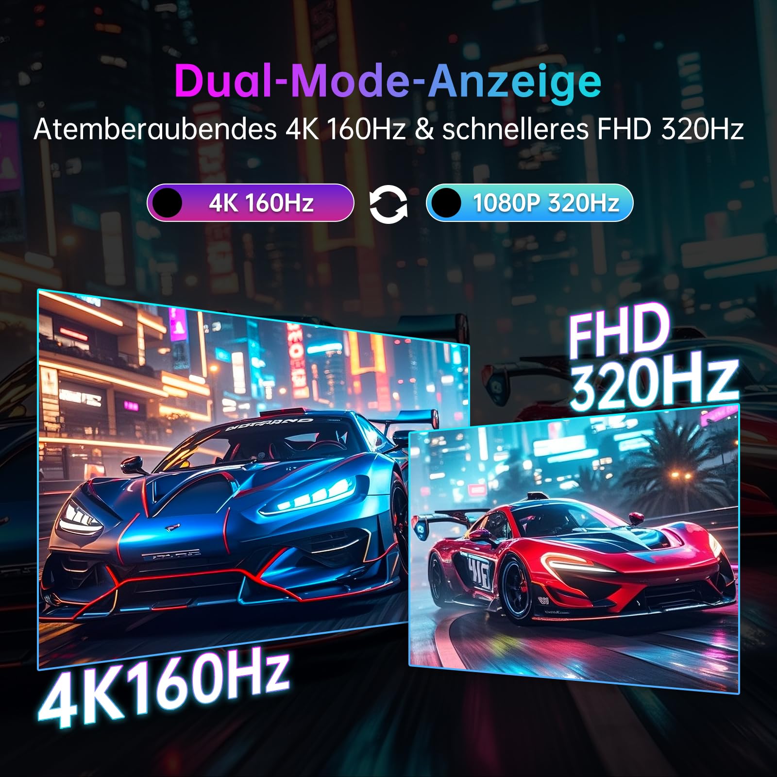 KTC 4K Gaming Monitor 27 Zoll | Dual Mode 4K@160Hz / FHD@320Hz nahtloses Umschalten | Schnelles IPS-Panel | 1ms | HDR400 | Adaptive Sync | 125% sRGB, 97% DCI-P3, ΔE<2 | USB C 90W | KVM | Weiß 3
