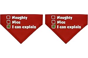 THISWEAR Holiday Dog Accessories Naughty Nice Explain 2-Pack Pet Collar Accessory Scarves for Smaller Dogs