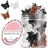 JASVERLIN Mini Butterfly Hair Clips, 50pcs Black Brown Clear, Small Claw Clips Accessories for Women Girls Bangs, Little Butterflies Claws or Fine Thin Short Hair Bulk (Classic)