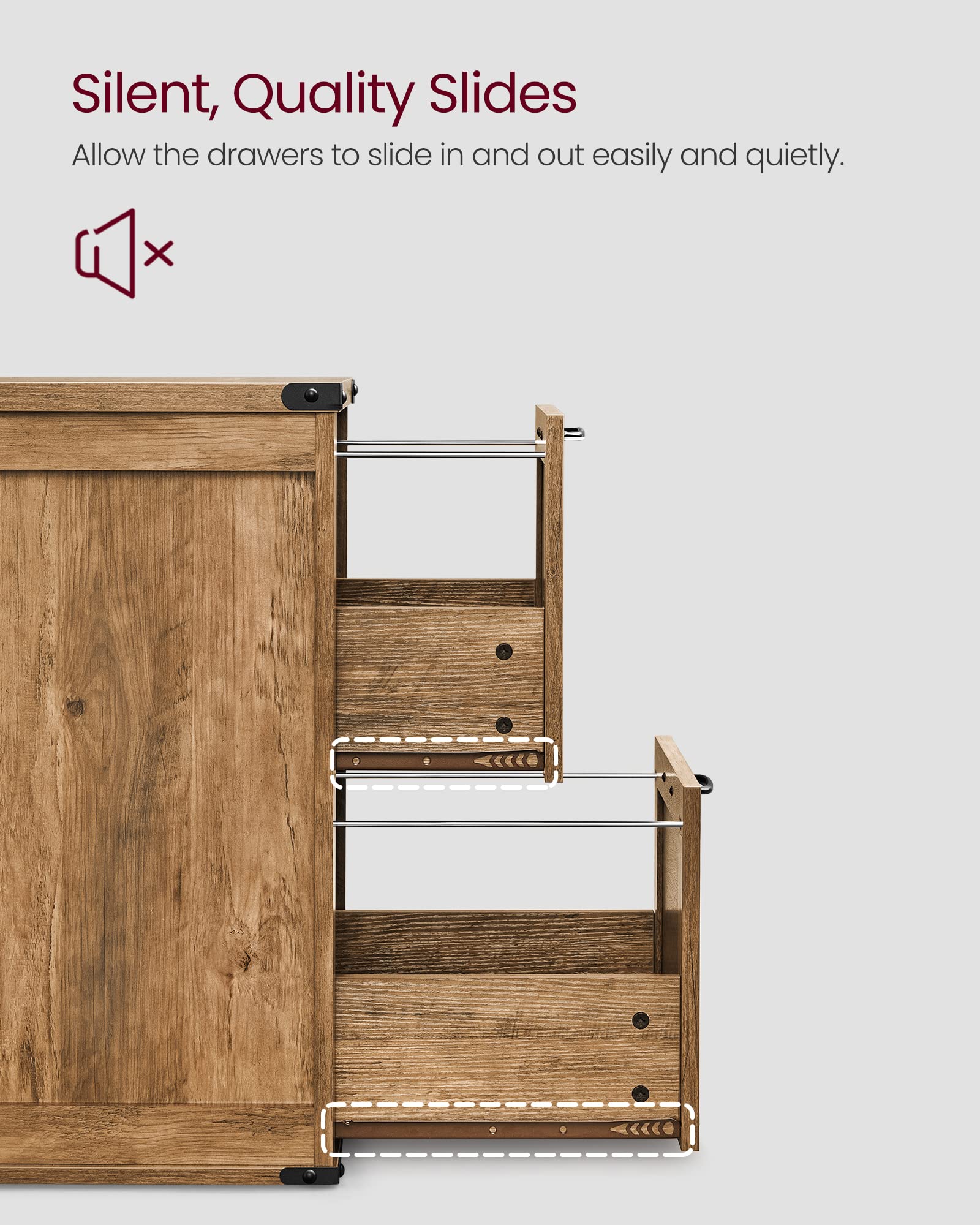 VASAGLE File Cabinet, Filing Cabinet with 2 File Drawers, Printer Stand, Fit A4, Letter Size, Hanging File Folders, Modern Farmhouse Style, for Home Office, Honey Brown UOFC048T41