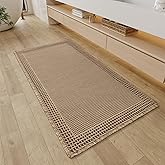 RESARE Waffle Bathroom Runner Rugs, Super Absorbent Bath Mat Non Slip Washable Quick Dry, Upgraded Ultra Soft Boho Bath Rugs with Tassels for Hallway Bedroom Laundry Room, 2'x4'(24"x48"), Brown