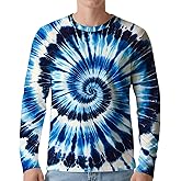 Men's Tie Dye Sun Protection Shirts UPF 50+ UV Long Sleeve Rash Guard Shirt Fishing Running Swimming