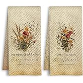 HSIASHENG Vintage Floral Christian Kitchen Towels, Lamentations 3:23 Bible Verse Dish Tea Towels, Religious Faith Gifts Decorative Hand Towel for Bathroom Kitchen, 16x24 Inch Set of 2
