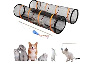 ITENT Cat Play Tunnel-2 Packs for Indoor and Outdoor, Cat Play House, Cat Enclosures Easy to Connect with Two Zipper Doors,Product Size 67'' x 18'',2pcs /Set,Orange.
