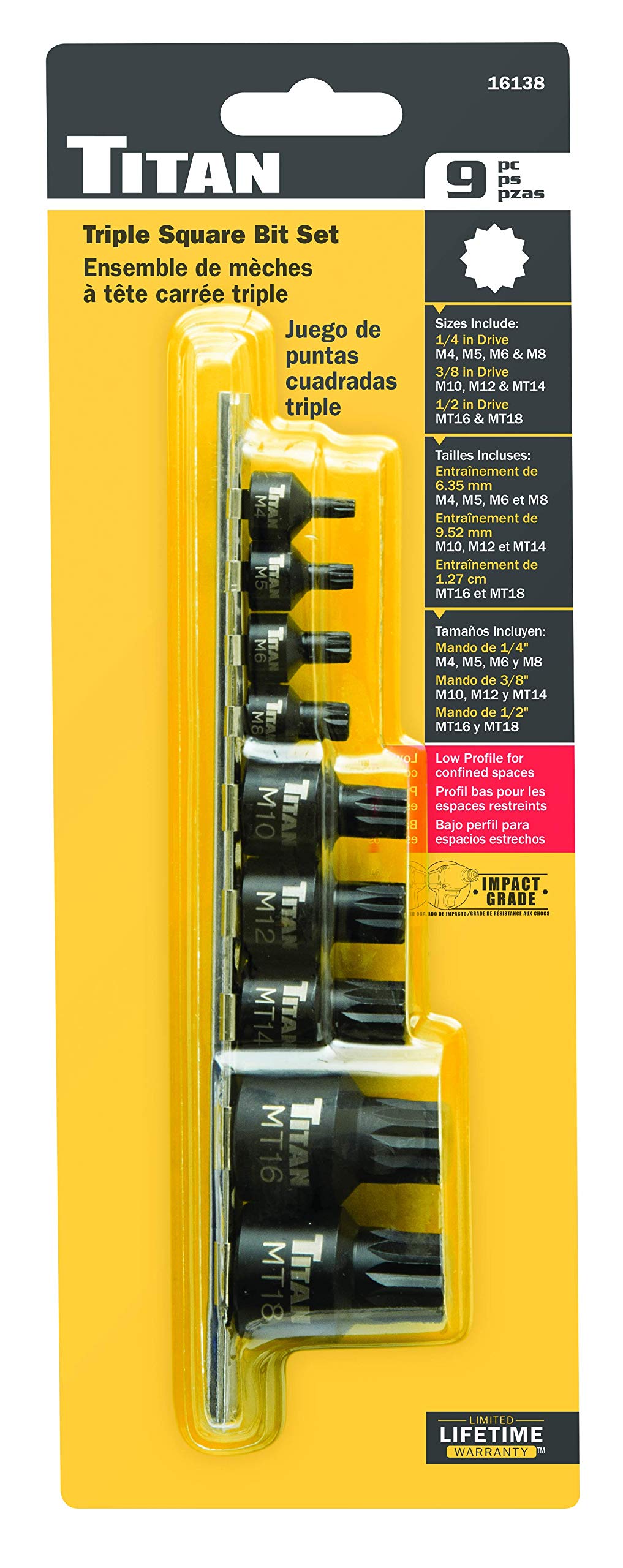 Sockets Socket Sets Automotive Titan 9pc Xzn Triple Square Bit Socket Set