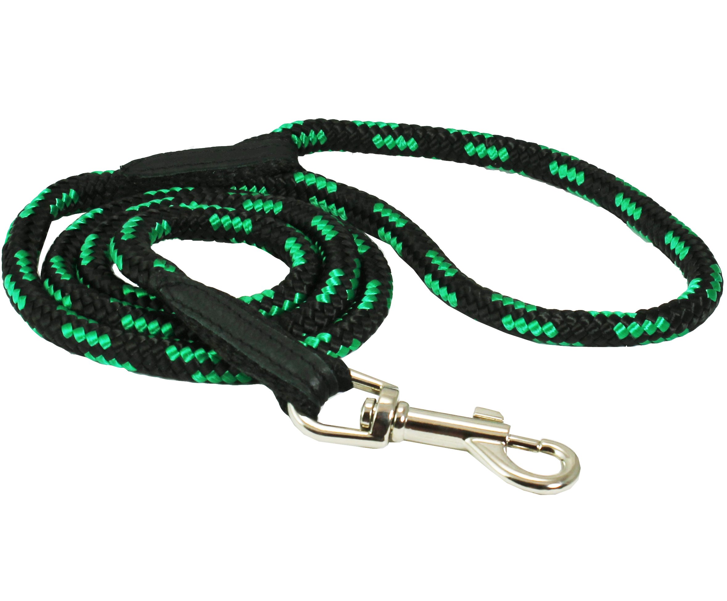 Dogs My Love Dog Rope Leash 4ft Long (Medium: 4ft Long; 3/8" Diam (10mm), Green/Black)