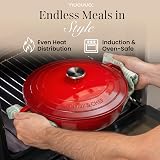 Nuovva Non-Stick Aluminium Pot with Lid 3.9L 28cm Red Shallow Dutch Oven view 7